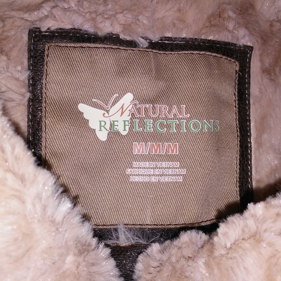 Natural Reflections Vest Womens Medium Brown‎ Suede Fur Lining Ranch Western Zip - Picture 5 of 13